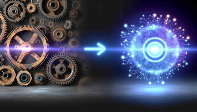 1data1740533926566 An image illustrating AI-Powered Automation vs. Traditional Automation: Key Differences